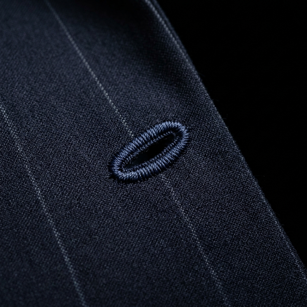 Macro detail of Super 170s bespoke suit fabric